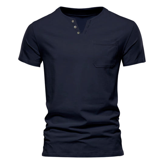 Herren Kurzarmshirt mit Knopfleiste und Brusttasche EB