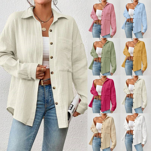Damen Lässiges Overshirt mit Knopfleiste und Brusttasche EB