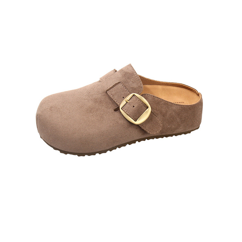 Damen Clogs aus hochwertigem Wildleder mit eleganter Schnalle EB