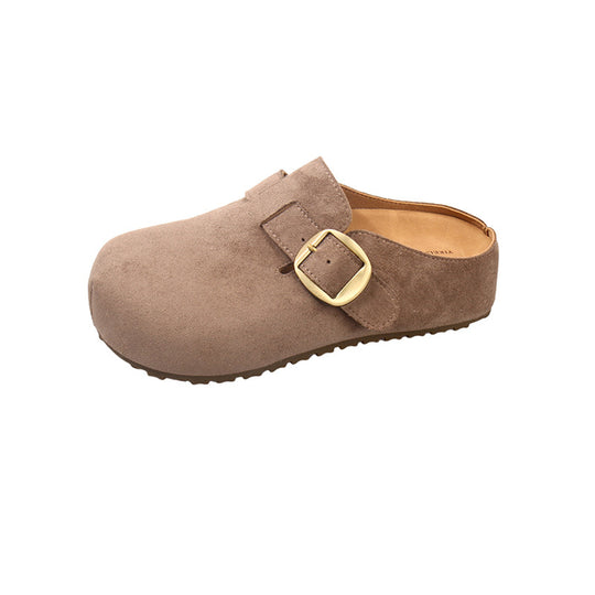 Damen Clogs aus hochwertigem Wildleder mit eleganter Schnalle EB