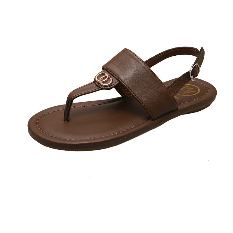 Damen Zehentrenner-Sandalen mit modischem Riemendesign und verstellbarem Riemen EB