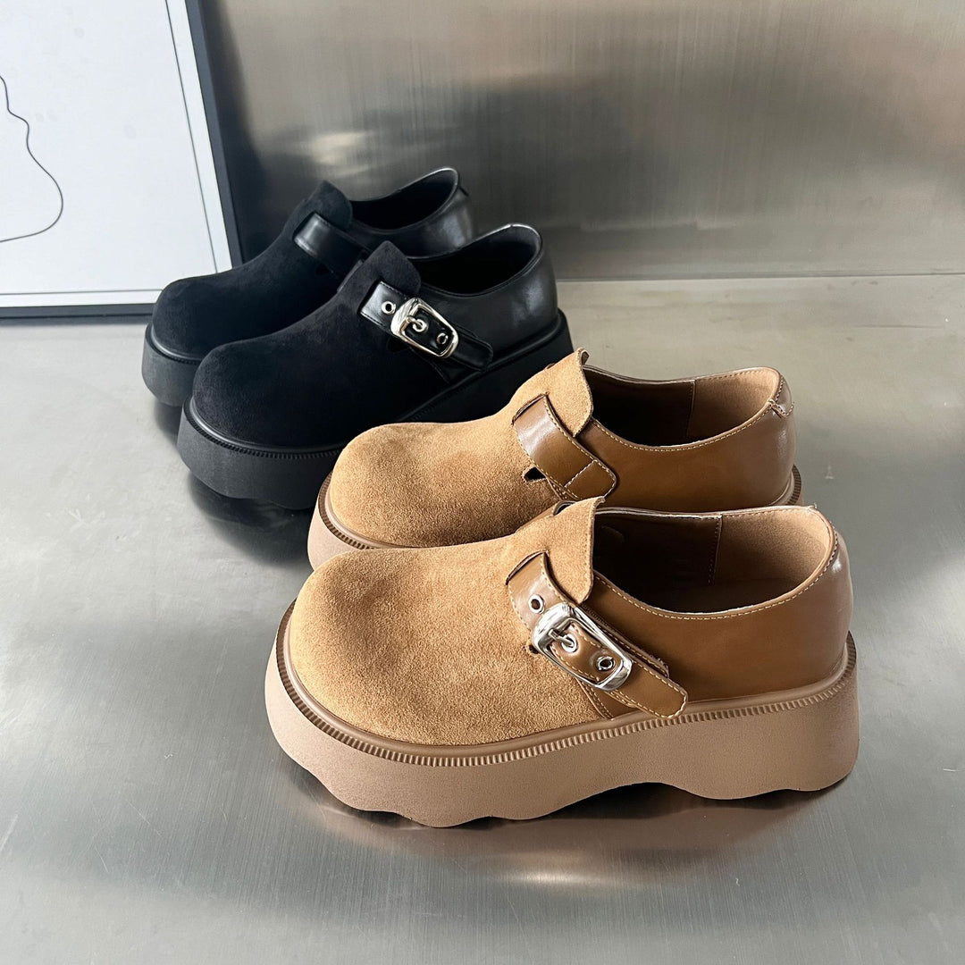 Damen Komfortable Plateau-Clogs mit modischem Schnallenverschluss und rutschfester Sohle EB
