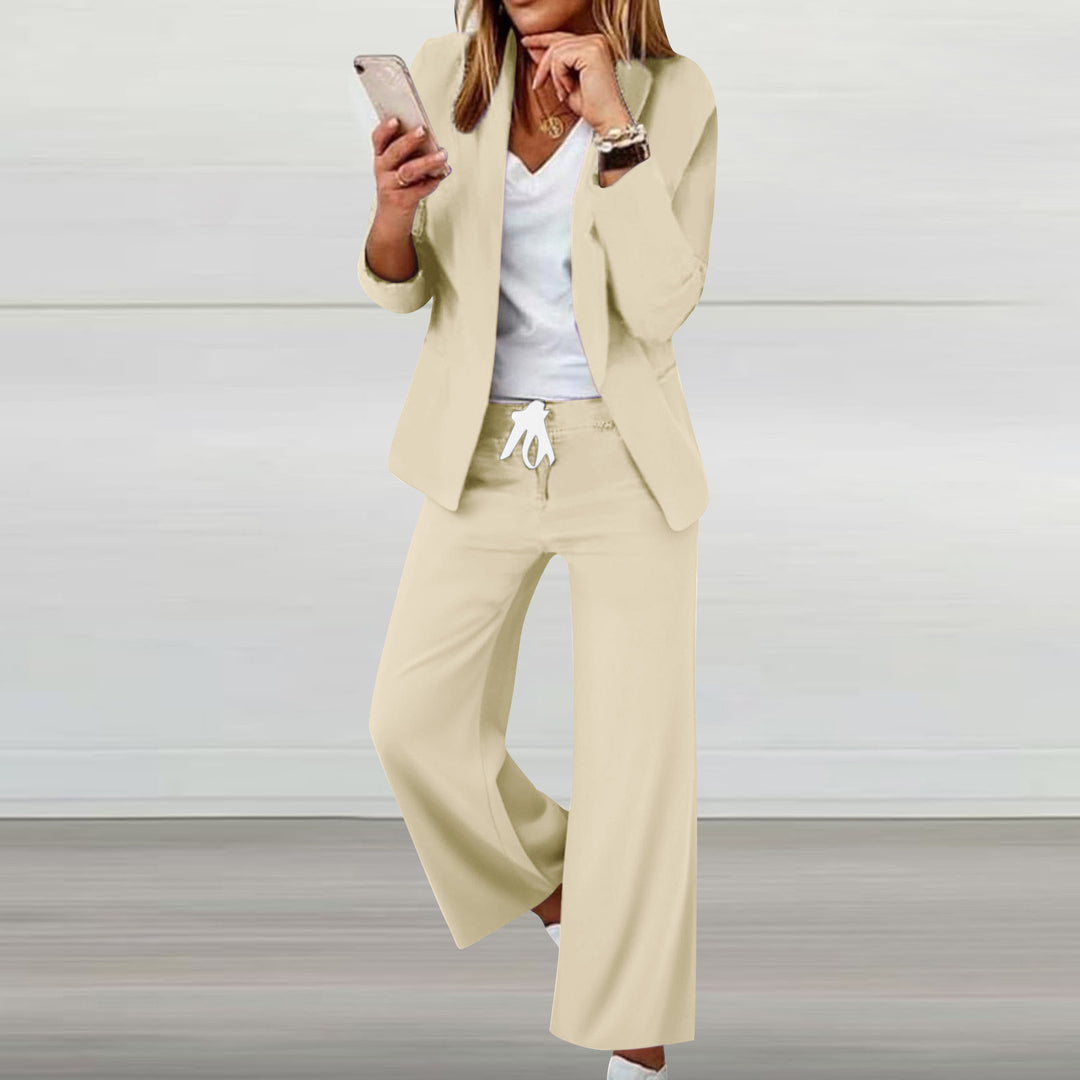 Damen eleganter Jumpsuit mit Blazer-Optik und verstellbarem Taillenzug EB
