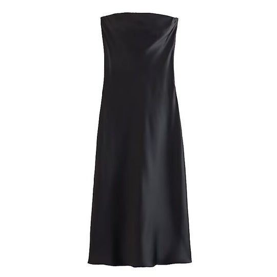 Damen langes Abendkleid im eleganten Satin-Look mit trägerlosem Design EB