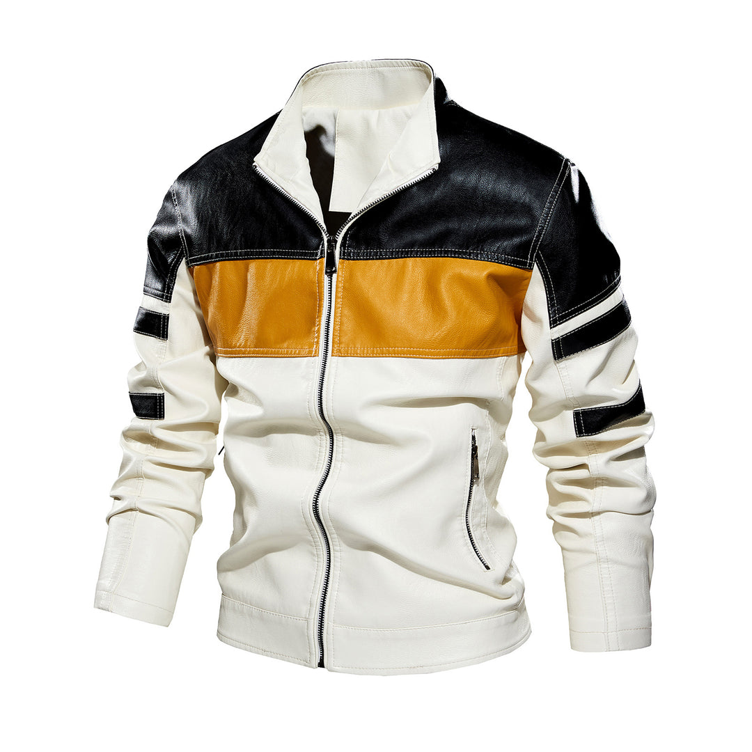 Herren modische Bikerjacke imitat mit kontrastierenden Farbpanelen EB