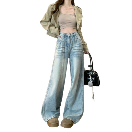 Damen Weite High-Waist Jeans im modernen Distressed-Design EB
