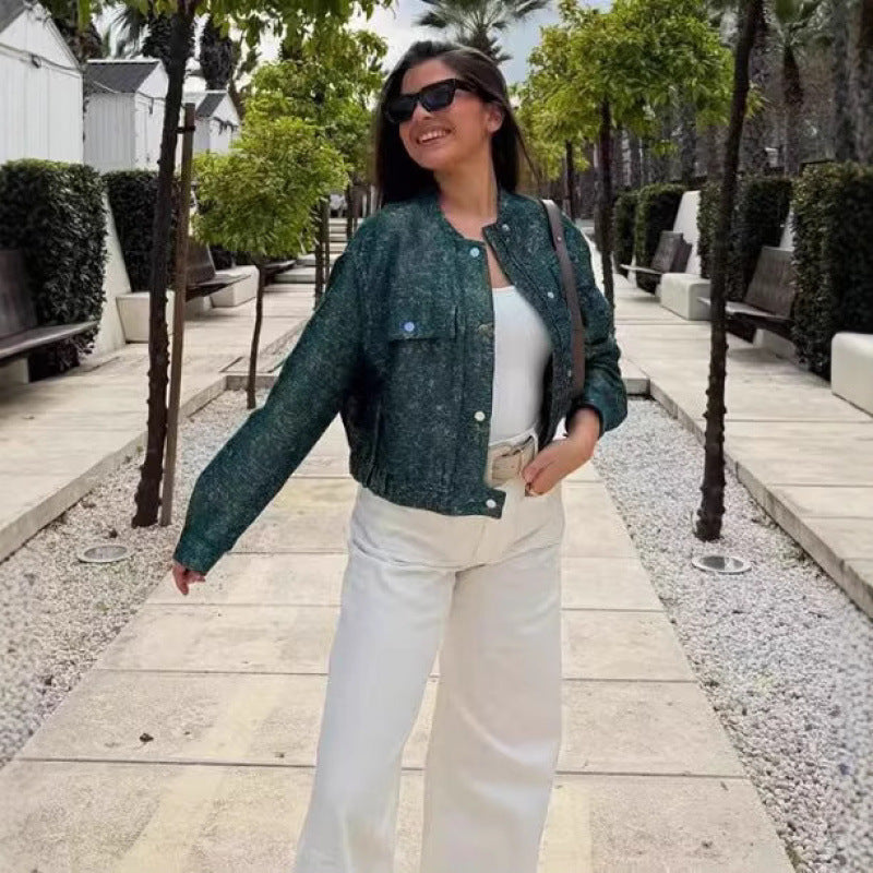 Damen modische kurz geschnittene Denimjacke EB