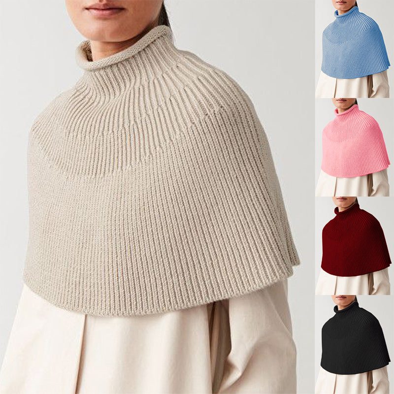 Damen Strickcape mit hochgeschlossenem Kragen EB