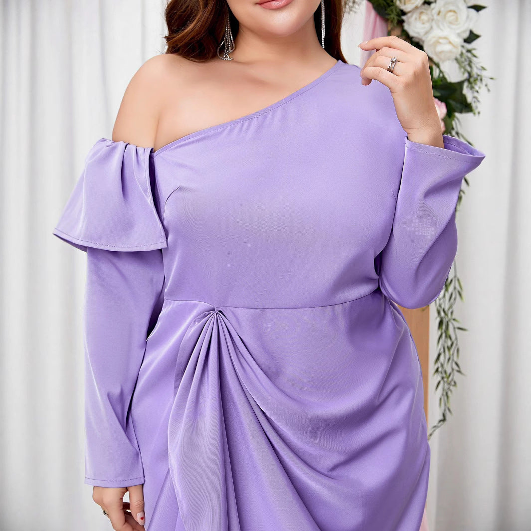 Damen figurbetontes One-Shoulder Kleid EB