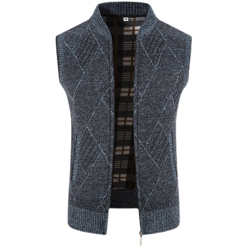 Herren Strickjacke ohne Ärmel mit modernem Zopfmuster EB