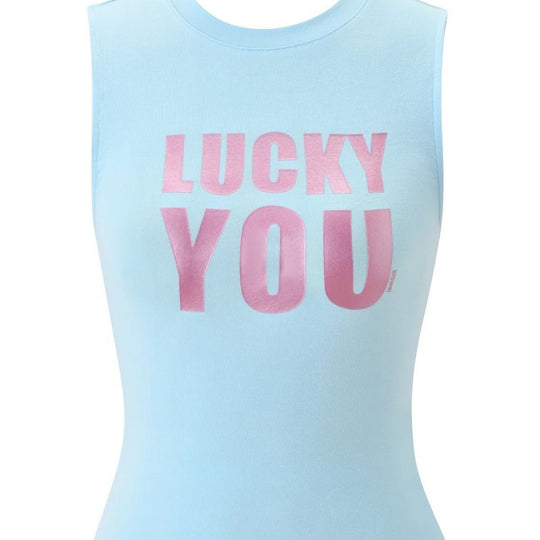 Damen ärmelloses Tank-Top mit auffälligem Statement-Print EB