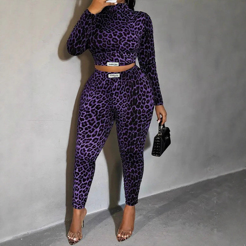 Damen Hochgeschlossener Jumpsuit mit Leopardenmuster EB