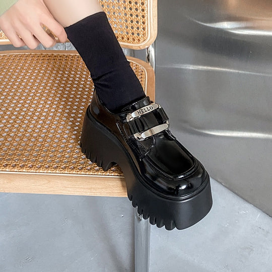 Damen Modische Plateaustiefel mit verstellbarem Riemen EB