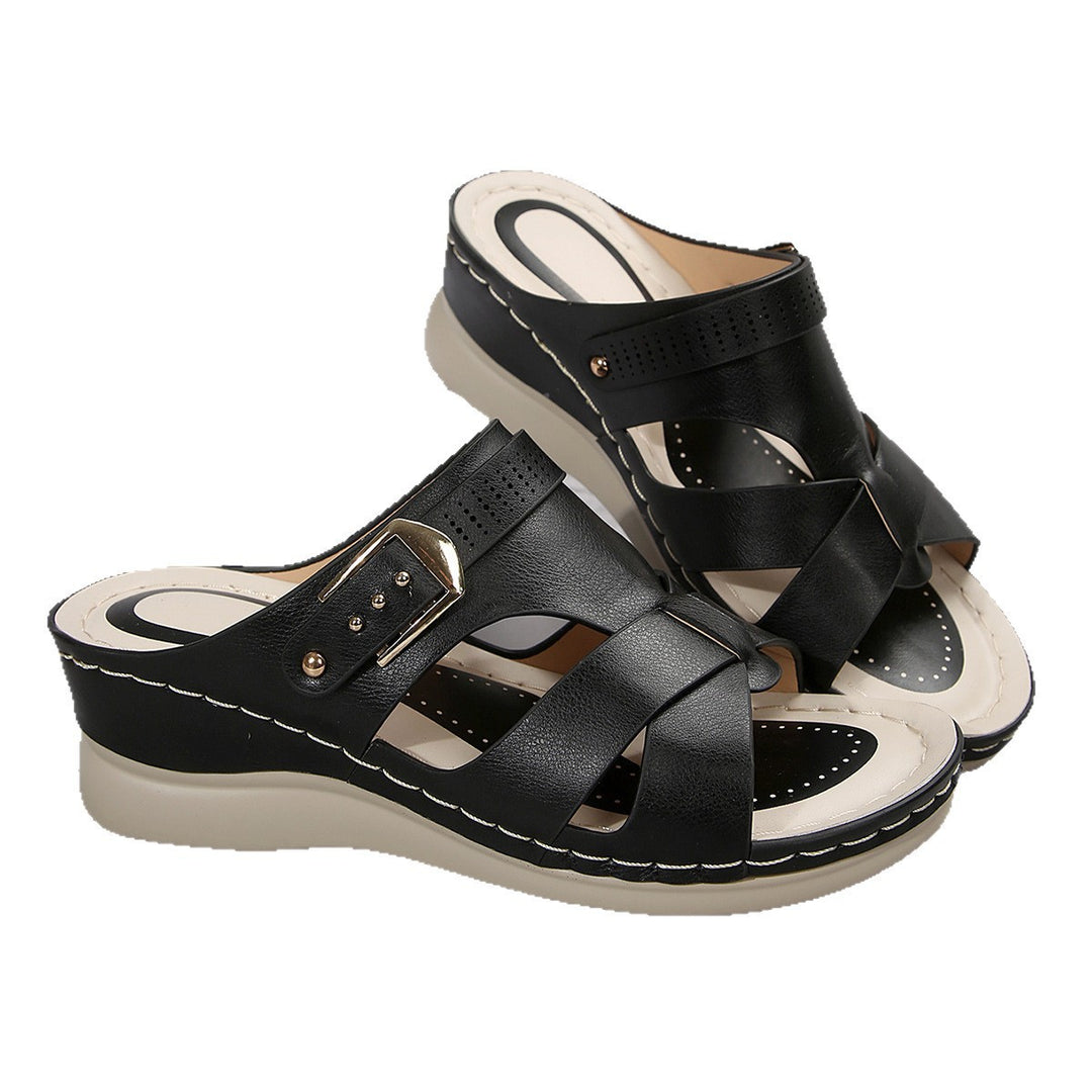 Damen Bequeme Riemchen-Pantoletten mit ergonomischer Sohle EB