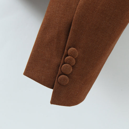 Damen modische Kurzjacke mit elegante Knopfleiste und kontrastierendem Kragen EB