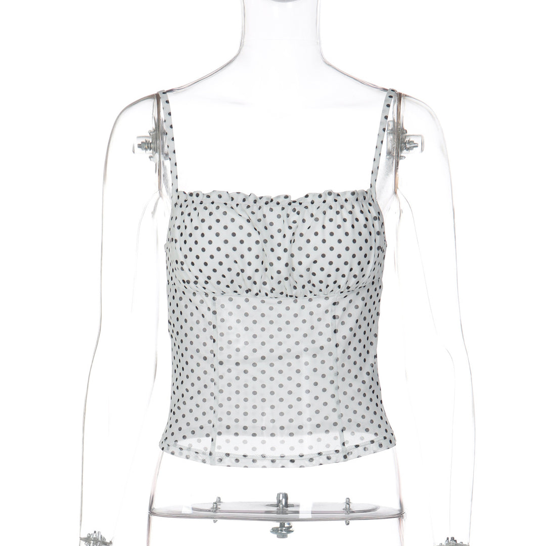 Damen Polka Dot Crop Top mit verstellbaren Trägern EB