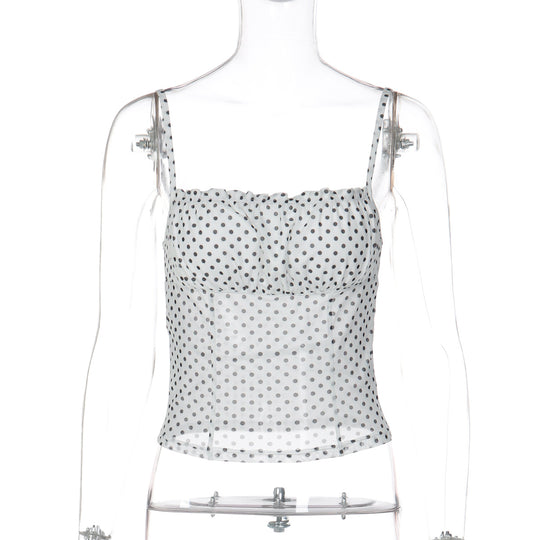 Damen Polka Dot Crop Top mit verstellbaren Trägern EB