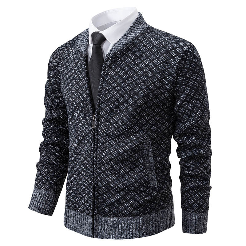 Herren Strickjacke mit modernem Zippverschluss und strukturiertem Design EB