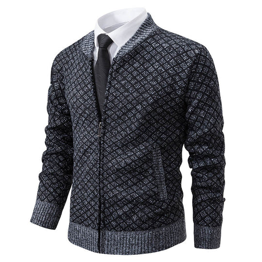 Herren Strickjacke mit modernem Zippverschluss und strukturiertem Design EB