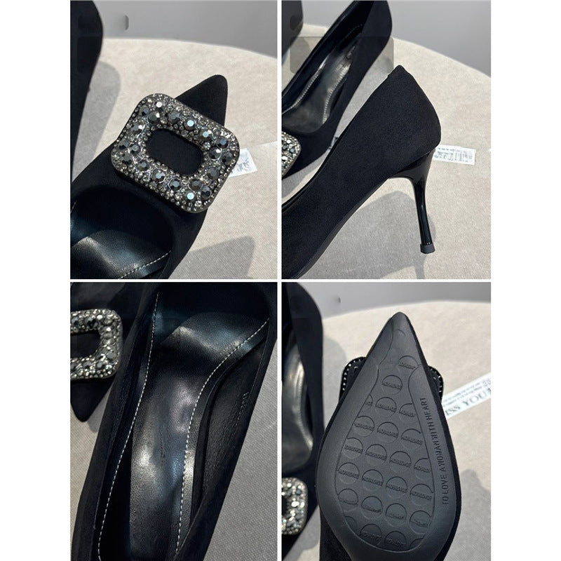Damen elegante High Heel Pumps mit funkelnder Strassverzierung EB