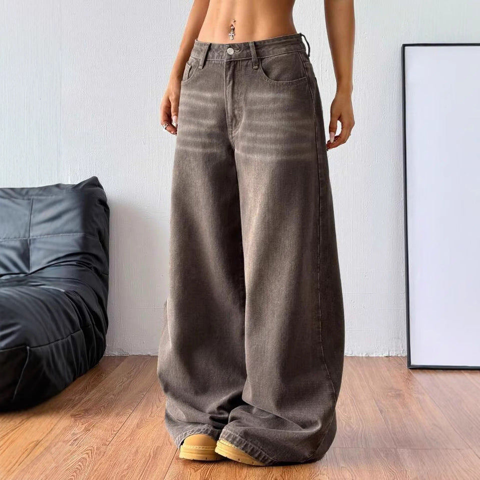 Damen Weite High-Waist Jeans mit lässigem Schnitt EB