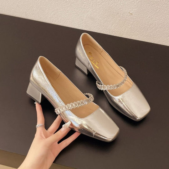 Damen Elegante Absatzschuhe mit Glitzerkette EB