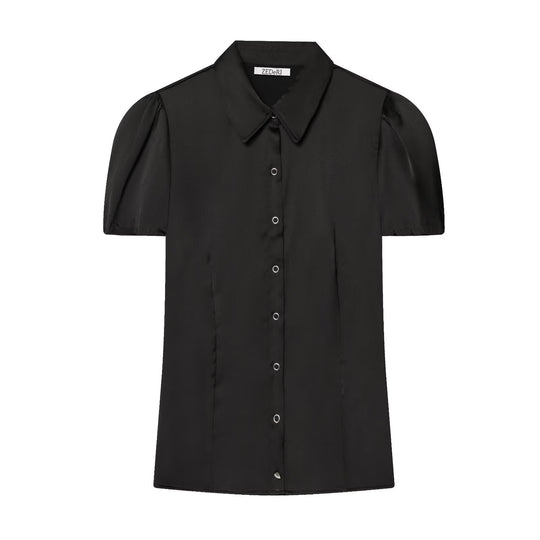 Damenbluse mit kurzen Puffärmeln und eleganter Knopfleiste EB