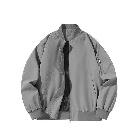 Men's  minimalist matte-shell relaxed-fit flight bomber jacket with sleeve utility zip pocket EB