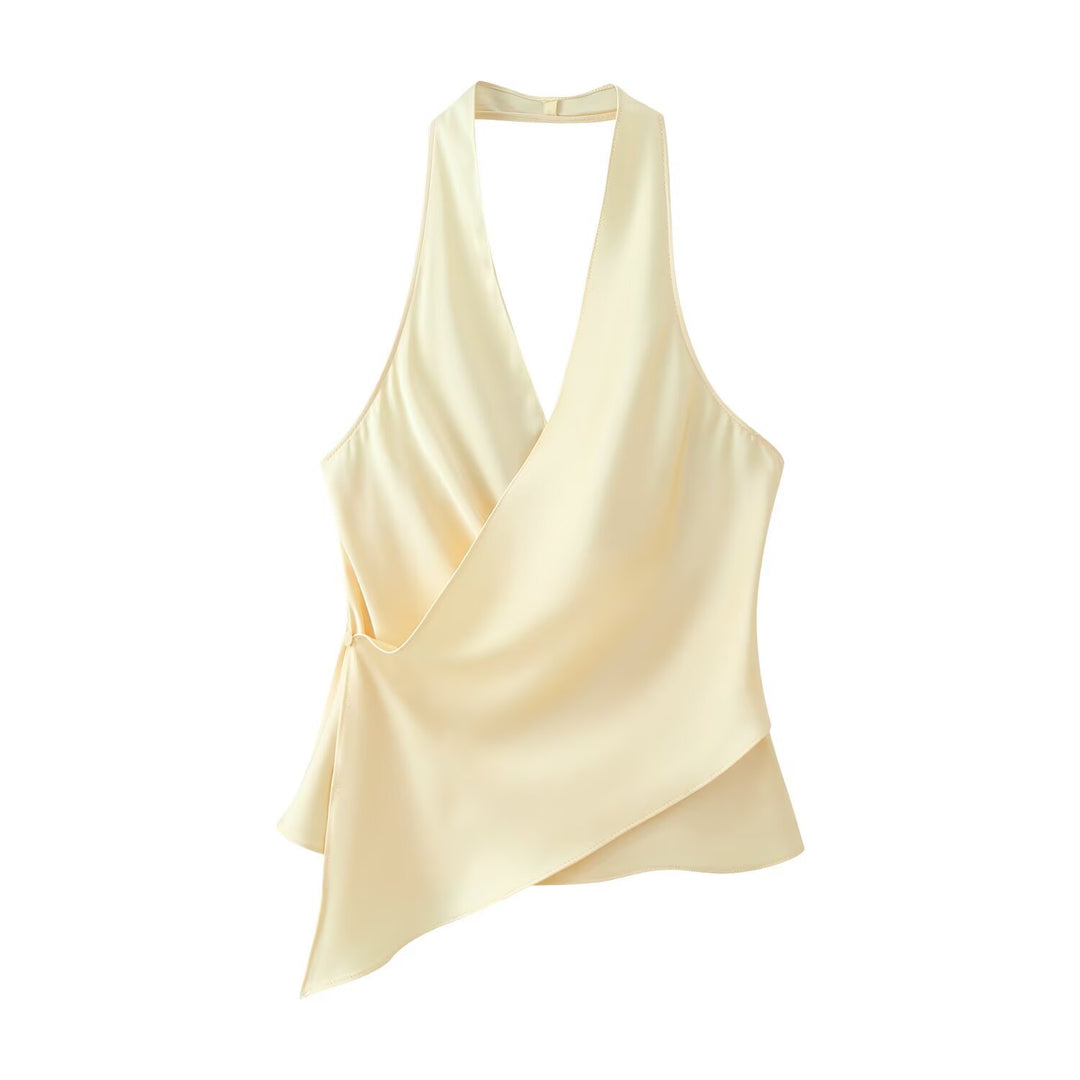 Damen Wickeloberteil aus fließendem Satin mit elegantem Rückenausschnitt EB