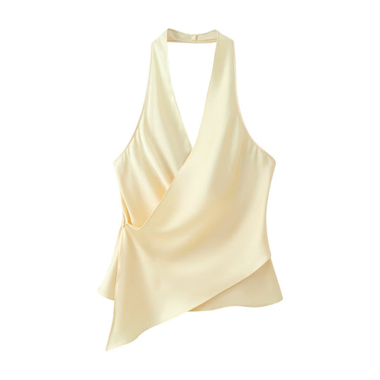 Damen Wickeloberteil aus fließendem Satin mit elegantem Rückenausschnitt EB
