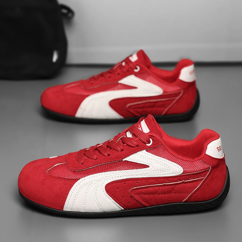 Damen retro-angehauchte Veloursleder-Sneaker mit atmungsaktivem Mesh-Einsatz und rutschfester Gummilaufsohle EB