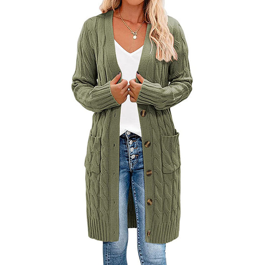 Damen Strickjacke mit tiefem V-Ausschnitt und praktischen Taschen EB