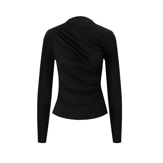 Damen figurbetontes Langarmoberteil mit eleganten Drapierungen EB