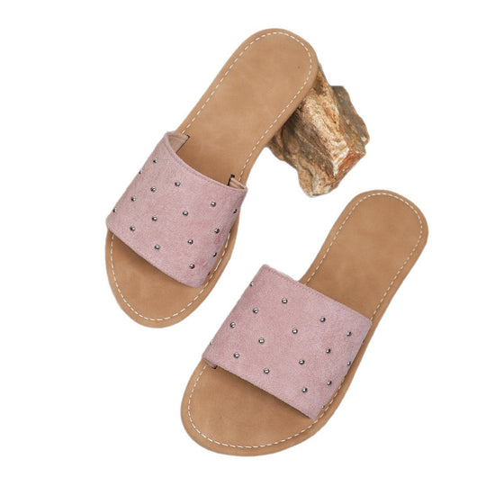 Damen modische Slides mit eleganten Metallakzenten EB