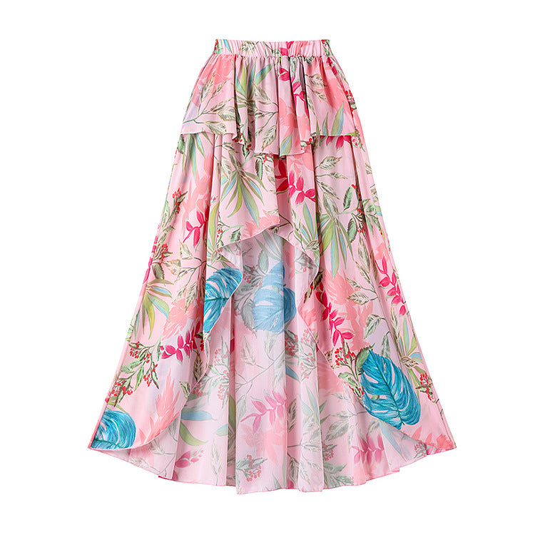 Damen Einteiler Badeanzug mit stilvollem Rüschendesign und floralem Muster EB