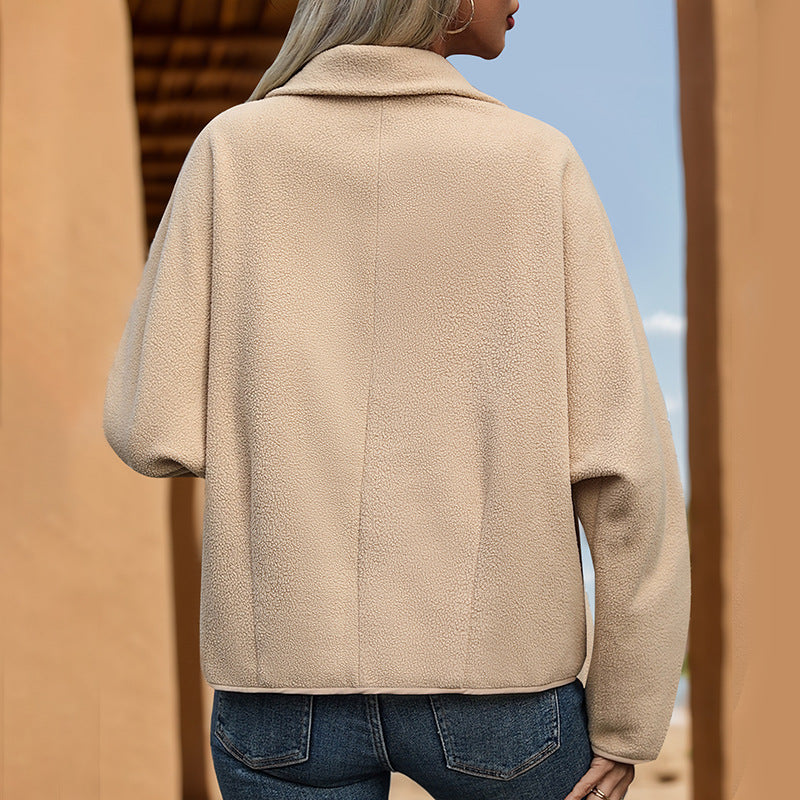Damen Fleecejacke mit dekorativen Knöpfen und seitlichen Taschen EB