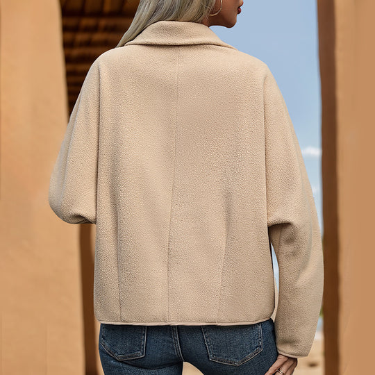 Damen Fleecejacke mit dekorativen Knöpfen und seitlichen Taschen EB