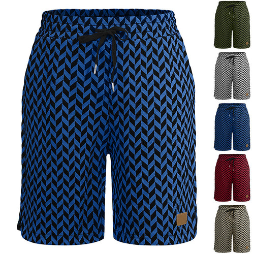 Damen nan Jacquard-Shorts mit elastischem Komfortbund, Tunnelzug und Fischgrätmuster EB