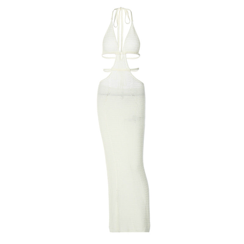 Damen Strick-Tankkleid mit cut-out Details und länglichem Schnitt EB