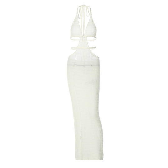 Damen Strick-Tankkleid mit cut-out Details und länglichem Schnitt EB