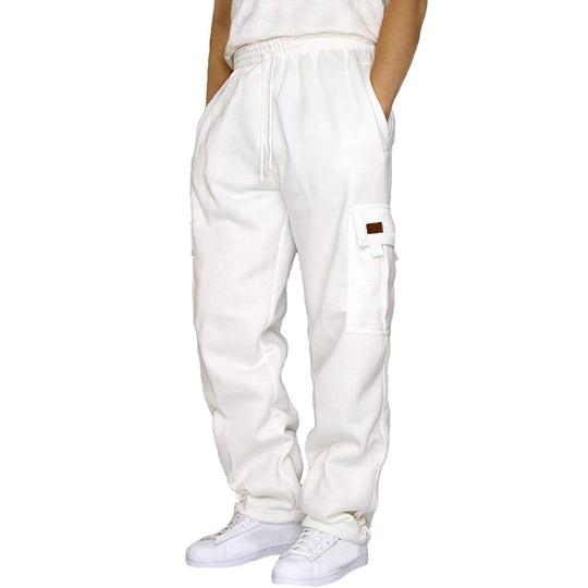 Herren nan konisch zulaufende Sweat-Cargohose mit elastischem Bund, Kordelzug und Klappentaschen EB