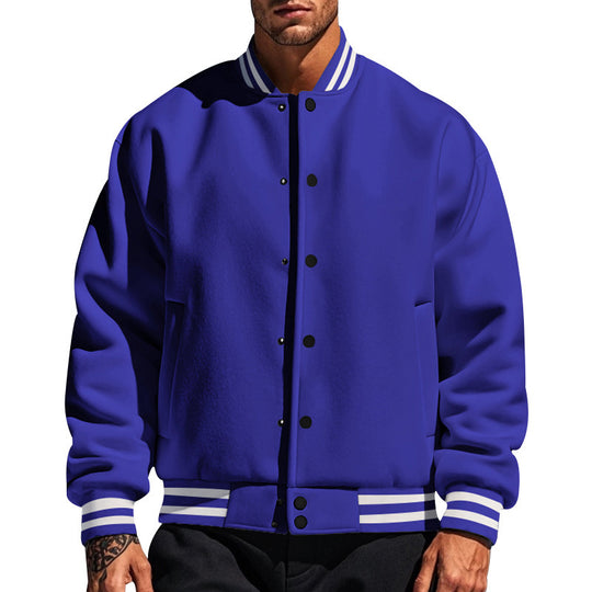 Herren nan College-Strickjacke im Retro-Look mit Rippkragen, Druckknopfverschluss und Eingrifftaschen EB