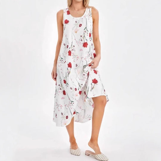 Damen Sommerkleid mit trendigem Leopardenmuster und praktischen Taschen EB