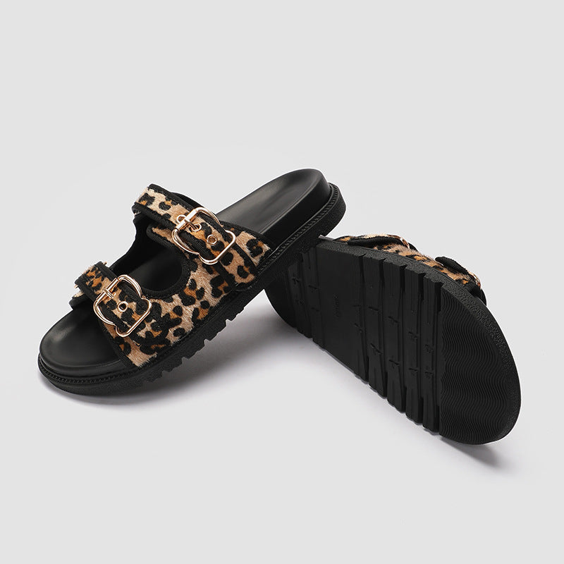 Damen Chunky Sandalen mit tierischem Muster und komfortablem Riemendesign EB