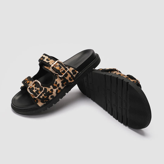 Damen Chunky Sandalen mit tierischem Muster und komfortablem Riemendesign EB