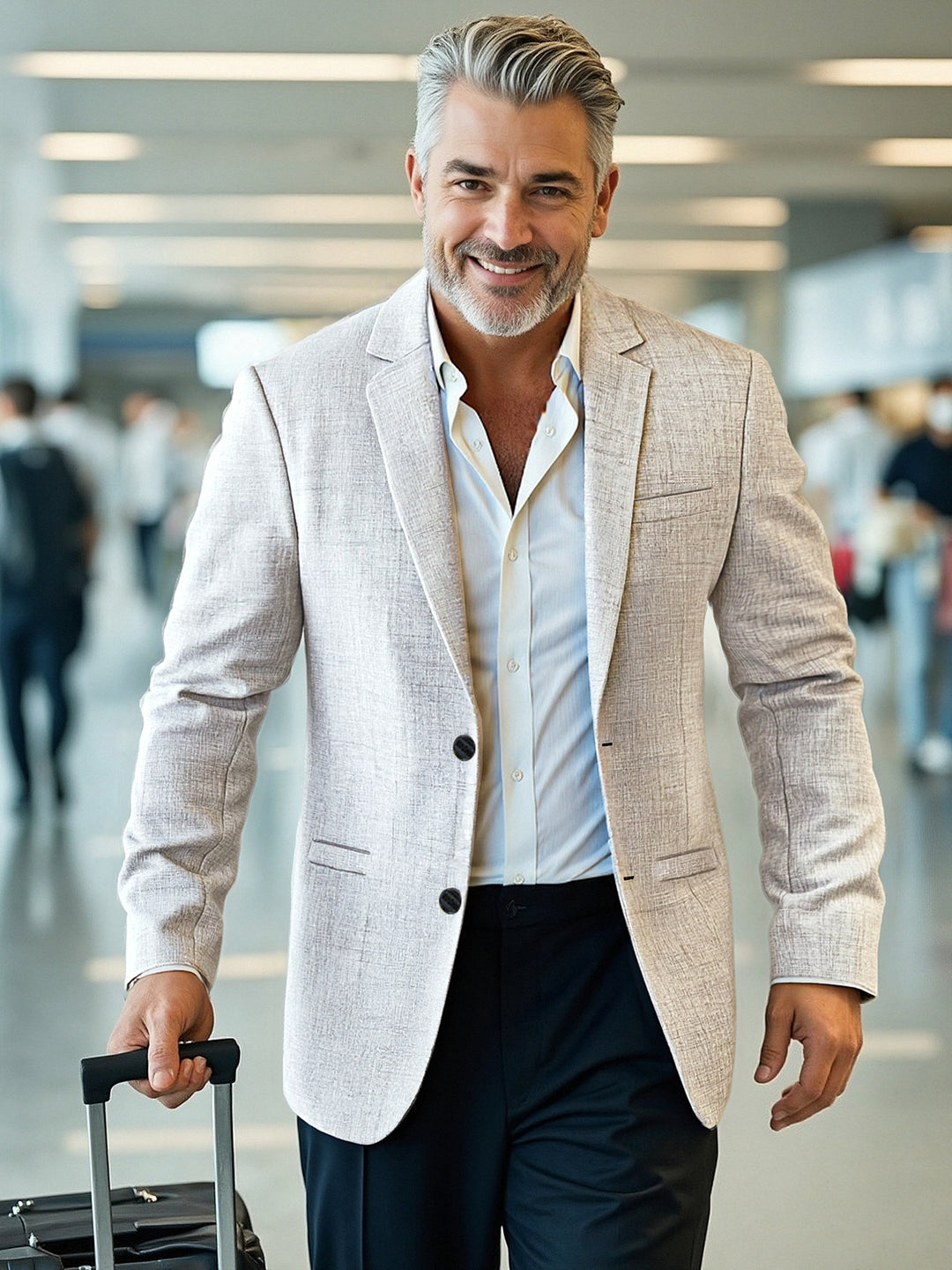 Herren eleganter, strukturierter Blazer mit modernem Schnitt EB