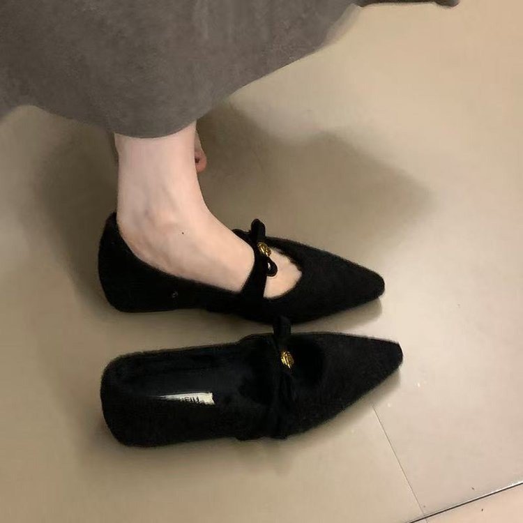 Damen elegante Ballerinas mit dekorativem Schleifenakzent und weichem Innenfutter EB