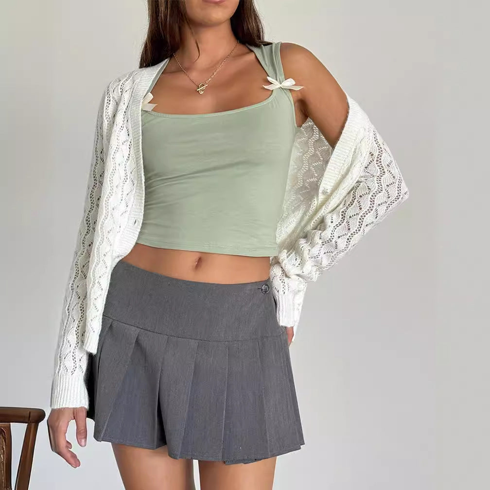 Damen Crop-Top mit verspielten Schleifendetails EB