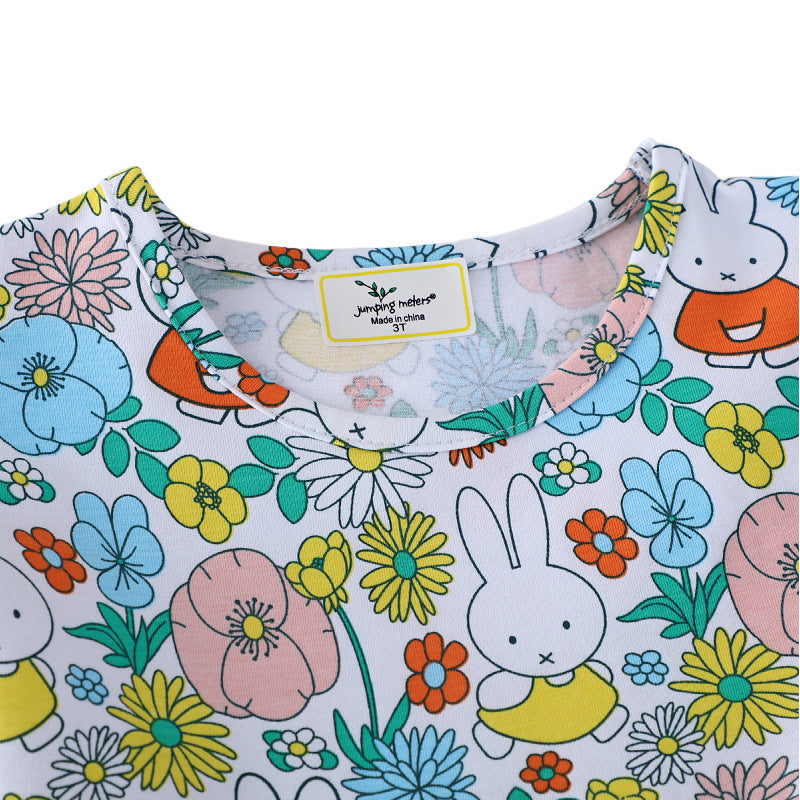 Mädchen Sommerkleid mit buntem Blumen- und Tierdesign EB