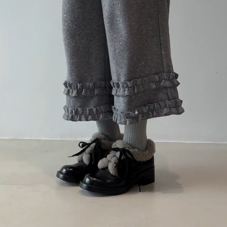 Damen gefütterte Schnürschuhe mit weichem Innenfutter und robustem Profil EB